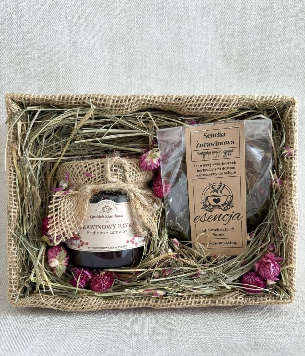 Box prezentowy z konfiturą żurawinową i senchą żurawinową