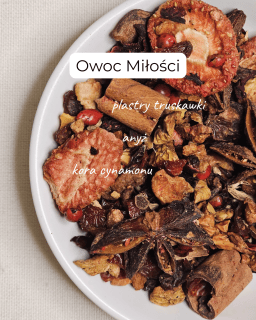 Susz owocowy na talerzyku, Owoc Miłości.